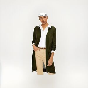 LOFT Women's  Olive Green Open Front Longline Cardigan Size S NWT